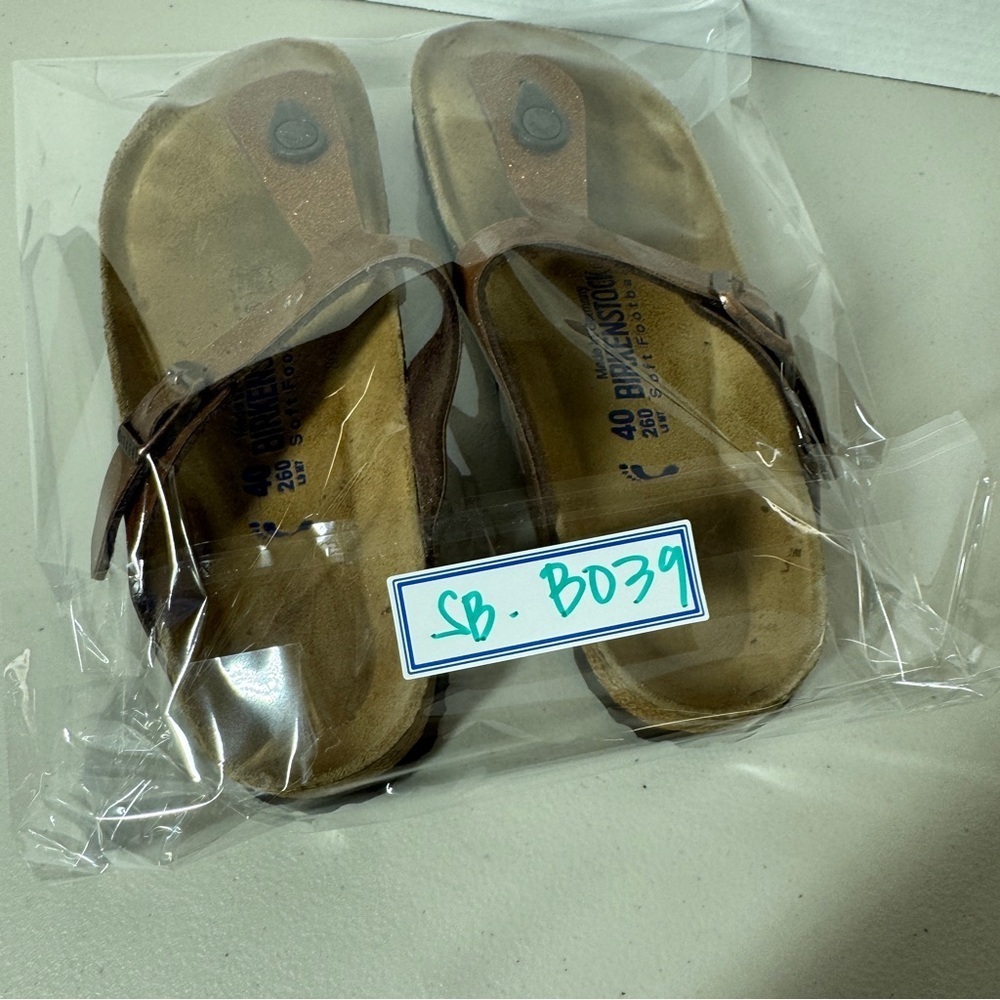 Birkenstock Gizeh Brown Comfort Summer Glitter Leather Sandals  Size 40 - Picture 15 of 15
